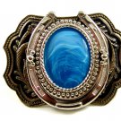 Silvertone Western Horseshoe Blue Belt Buckle 10272013