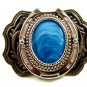 Silvertone Western Horseshoe Blue Belt Buckle 10272013
