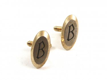 Silvertone & Goldtone Initial / Letter B Cufflinks 04212014 by Hickok USA