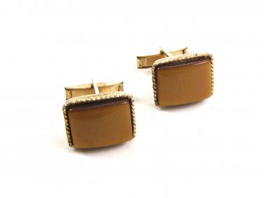 Goldtone & Creamy Coffee Cufflinks 04212014 Unsigned
