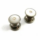 Deco Silvertone Mother Pearl Snap Link Cufflinks Bear Wilde KUM-A-PART 102714j