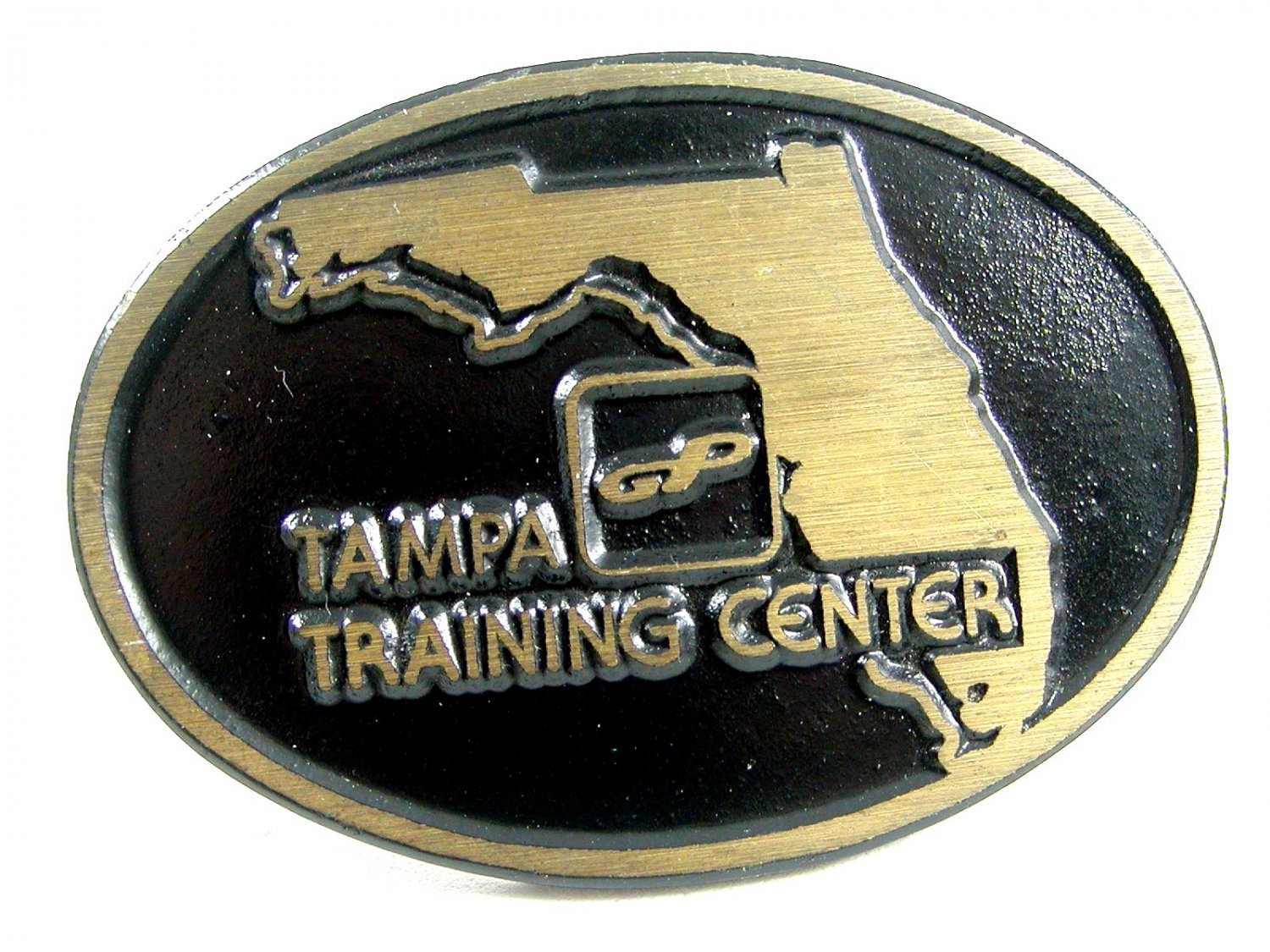 GP or CP Tampa Training Center Solid Brass Belt Buckle by Dyna Buckle 72214
