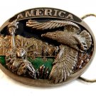 1985 C&J America Statue of Liberty & Eagle Belt Buckle 01012013dj