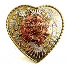 Western Heart With Rose Belt Buckle Made In USA 82814
