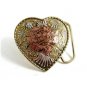 Western Heart With Rose Belt Buckle Made In USA 82814