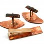 Mid Century Modern Copper Enameled Cufflinks & Tie Clasp Unmarked 110714