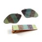 Mid Century Modern Copper Enameled Cufflinks & Tie Clasp Unmarked 110714