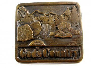 1976 Gods Country Belt Buckle 6914 Signed Adezy