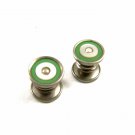 Deco Silvertone Mother Pearl Green Cufflinks Bear Wilde KUM-A-PART 102714v