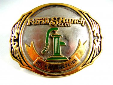 Houston Farm & Ranch Club Belt Dr. Bill Watkins Buckle By ADM 61914