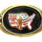 1983 God Guns Guts Made America Free Brass Belt Buckle by NAP 092614