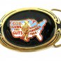 1983 God Guns Guts Made America Free Brass Belt Buckle by NAP 092614