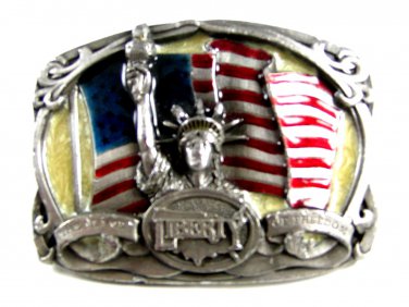1985 The Flame of Freedom Statue of Liberty Brass Belt Buckle by Bergamont 62514