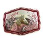 Made in USA Western Goldtone Red Horse Head Belt Buckle #102113a