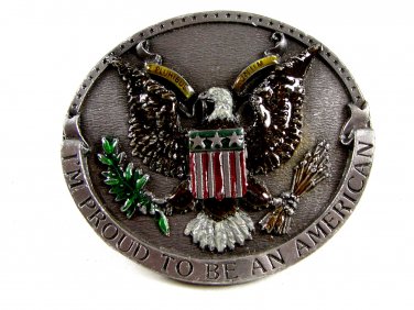 1981 Bergamont Proud To Be An American Enameled Belt Buckle 62514
