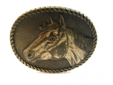 1981 Horse Head Western Cowboy Belt Buckle Signed Jason ADM