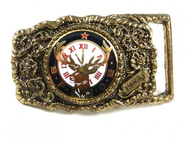 B.P.O.E. Elks Howdy Goldtone Belt Buckle Unmarked 121514