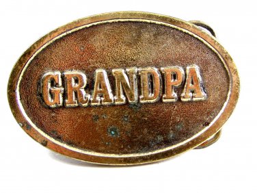 1982 Grandpa Brass Belt Buckle by Great American Buckle 2202014
