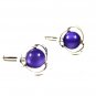 Fancy Silvertone & Purple Cufflinks Unmarked 103114