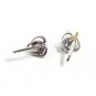 Fancy Silvertone & Purple Cufflinks Unmarked 103114