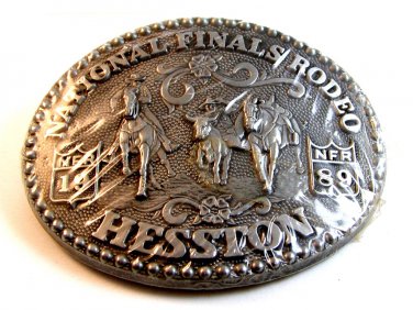 1989 Hesston National Finals Rodeo Steer Roping Belt Buckle