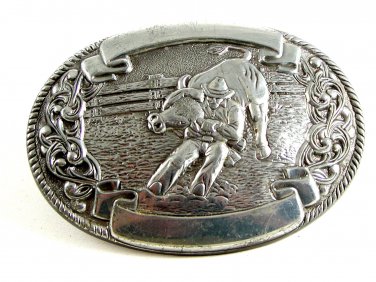 Western Rodeo Cowboy Bull Wrestling Belt Buckle Made in USA