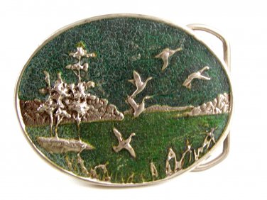 Ducks In Flight Belt Buckle 5714 Not Signed