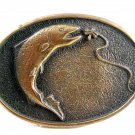 1978 Bass ? Fish Solid Brass Belt Buckle by BTS Made in USA