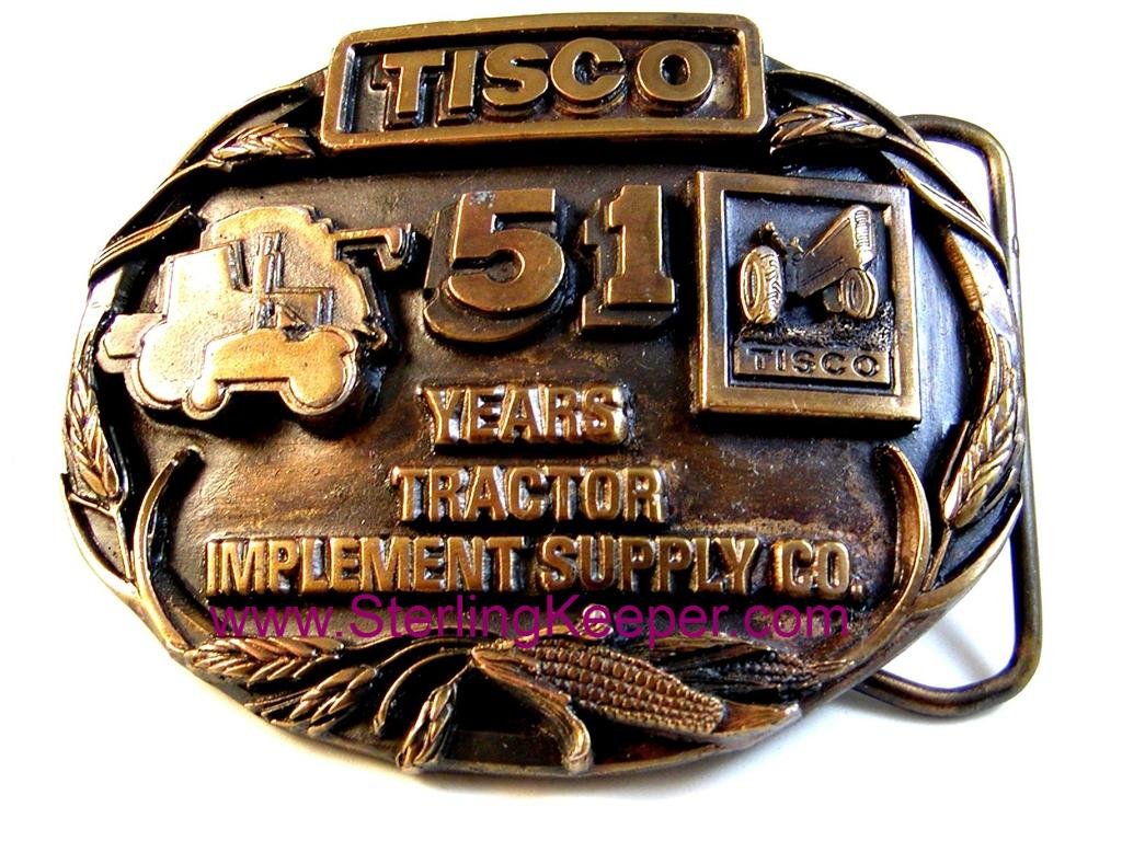 1988 Tisco Tractor Implement Supply Co. Brass Belt Buckle Limited Edition