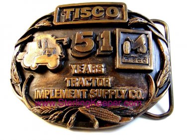 1988 Tisco Tractor Implement Supply Co. Brass Belt Buckle Limited Edition