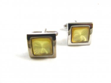 Silvertone & Early Yellow Plastic Dressy Cufflinks Unmarked 102714