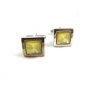 Silvertone & Early Yellow Plastic Dressy Cufflinks Unmarked 102714