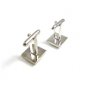 Silvertone & Early Yellow Plastic Dressy Cufflinks Unmarked 102714