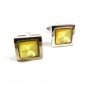 Silvertone & Early Yellow Plastic Dressy Cufflinks Unmarked 102714