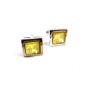 Silvertone & Early Yellow Plastic Dressy Cufflinks Unmarked 102714