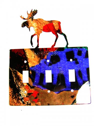 Moose Triple Light Switch Plate by Steel Images Made In USA 6215qq
