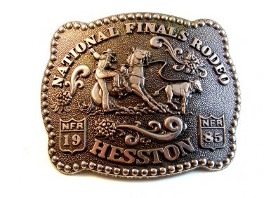 1985 Hesston National Finals Rodeo Calf Roping Belt Buckle