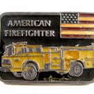 American Firefighter Truck Flag Enameled Belt Buckle 51514 Made In USA