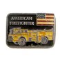 American Firefighter Truck Flag Enameled Belt Buckle 51514 Made In USA