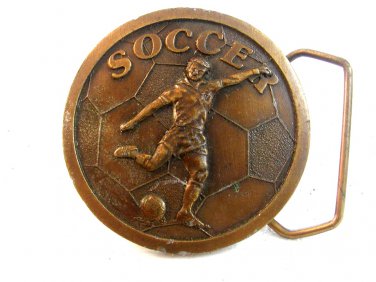 1978 Indiana Metal Craft Soccer Brass Belt Buckle