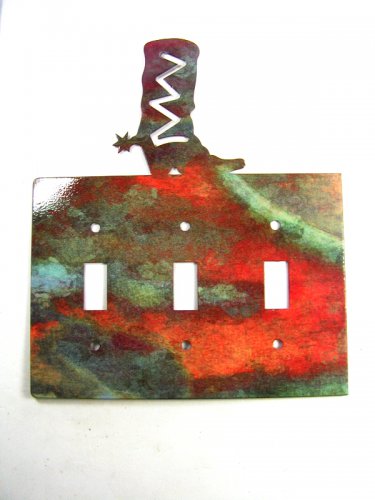 Cowboy Boot Triple Light Switch Plate Steel Images USA 51415