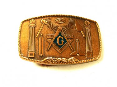 1981 Masonic Bronze Belt Buckle by Harry Klitzner