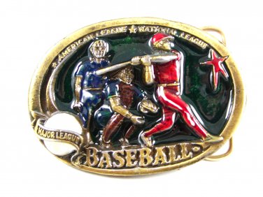 1982 Baseball Player Enameled Belt Buckle 51514 Great American Buckle Co.