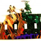 Rodeo Cowboys Calf Roping Quadruple Light Switch Plate Steel Images USA 51215