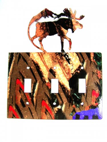 Moose & Mountain Triple Light Switch Plate by Steel Images Made In USA 6215uu