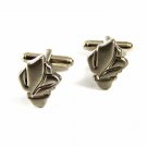 Dressy Silvertone Flame Cufflinks not Marked 101514
