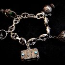 Vintage Etruscan 800 Silver Charm Bracelet & 5 Charms 008617