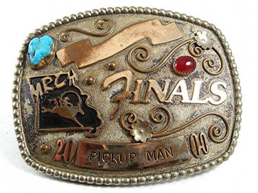 2000 Silvertone Turquoise PICKUP MAN MRCA FINALS Belt Buckle YELLOWHAIR 101317