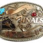 2000 Silvertone Turquoise PICKUP MAN MRCA FINALS Belt Buckle YELLOWHAIR 101317