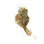Goldtone Silvertone Rhinestones Bird Dove Brooch by Nettie Rosenstein 9715